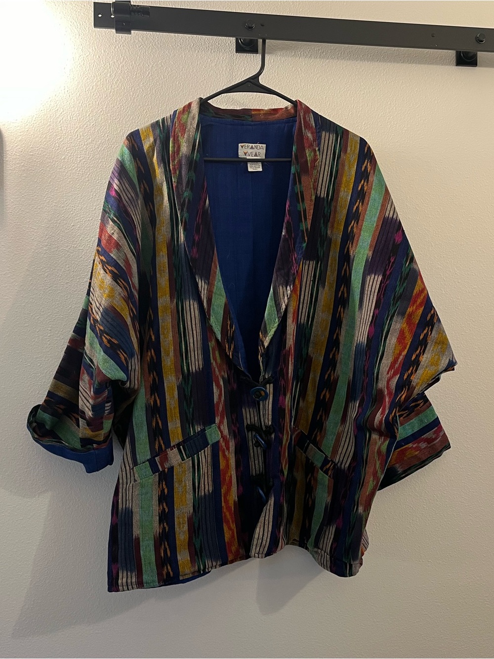 Vintage-Inspired Multicolor Striped Kimono Jacket